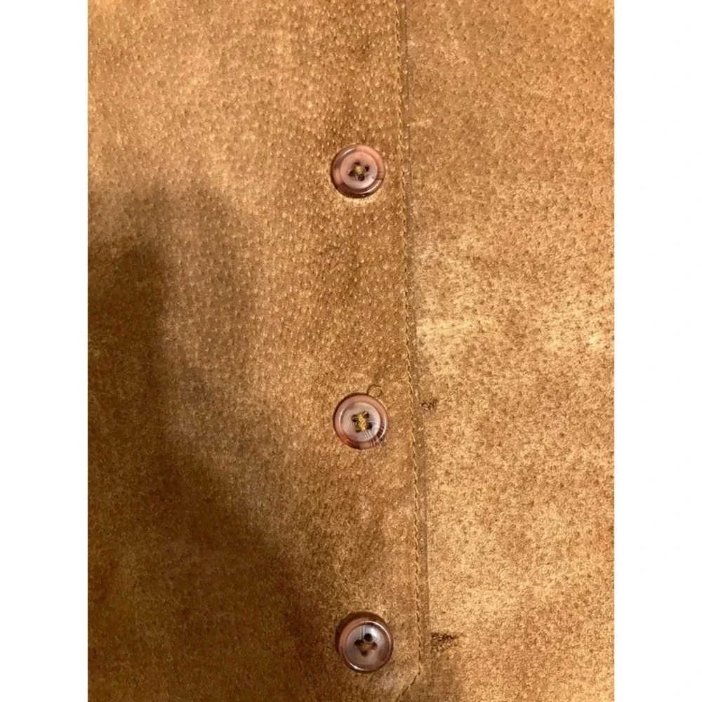 Scully Mens Tan Brown Leather Western Cowboy Vest Size 44 Button Front Yoke